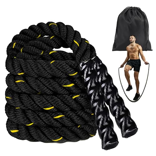 Springseil Fitness Gewichtetes Seilspringen für Erwachsene, 1,25kg 9.8ft Battle Rope, 25mm Schweres Jump Rope für Männer Frauen Heimtraining, Verbesserung der Stärke und Muskelaufbau, Ganzkörper-Train von Jigspsyzh