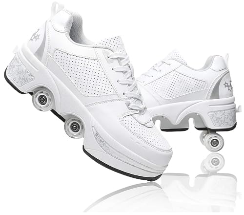 Roller Schuhe, Schuhe mit Rollen rollerskates mädchen Männer, Skateboard Schuhe Bequem Und Atmungsaktiv Quad Skates Verstellbare Rollschuhe Verstecktes Rad Sneaker mit Rollen von JinFugron