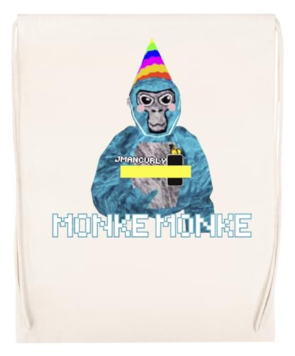 Gorilla Tag Jmancurly Monke Beige Sporttasche Wiederverwendbarer Sportsack aus Baumwolle von Jinbetee