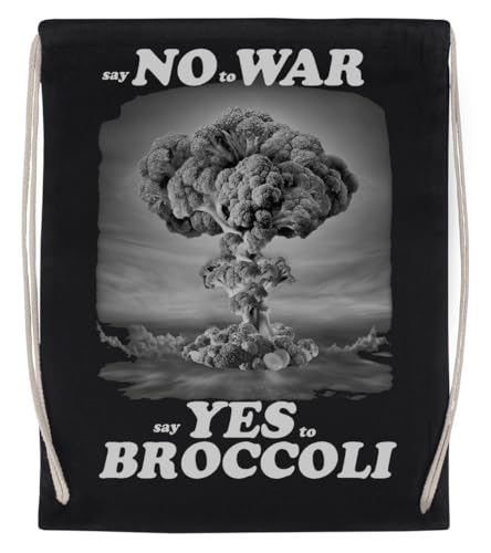 No War Yes Broccoli Schwarzer Wiederverwendbarer Sportbeutel Aus Baumwolle von Jinbetee