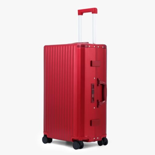 JingYi Store Koffer Aus Aluminium-Magnesium-Legierung Ganzmetall-Trolley-Koffer Boarding-Koffer Passwort-Koffer Outdoor-Koffer(Red,26in) von JingYi Store