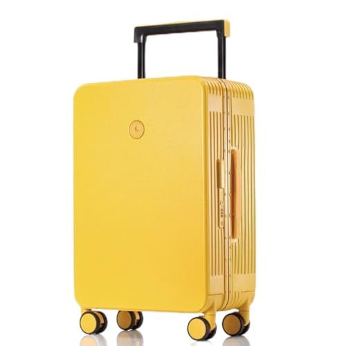 JingYi Store Koffer Mit Großem Fassungsvermögen Trolley-Koffer Mit Aluminiumrahmen Boarding-Koffer Passwortbox Für Studenten Haushaltsgepäck(Yellow,24in) von JingYi Store