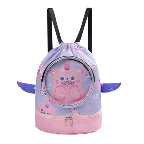 Schwimmtasche - Cartoon-Schwimmrucksack mit hoher Kapazität - Trocken-Nass-Trennung Kinder-Strandtasche mit Kordelzug, wasserdicht, verstellbar, für Sport, Schwimmen, Reisen, Fitness, Strand von Jingmiger