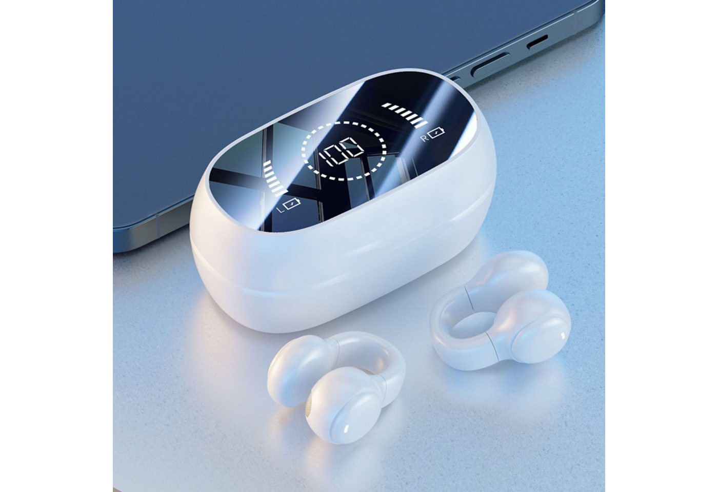 Jioson Touch-Steuerung Knochenleitungs-Kopfhörer Geräuschunterdrückung Open-Ear-Kopfhörer (Touch-Steuerung Kabellos, Bluetooth 5.3, LED-Leistungsanzeige, Klanggenuss für Sport und Aktivitäten im Freien) von Jioson