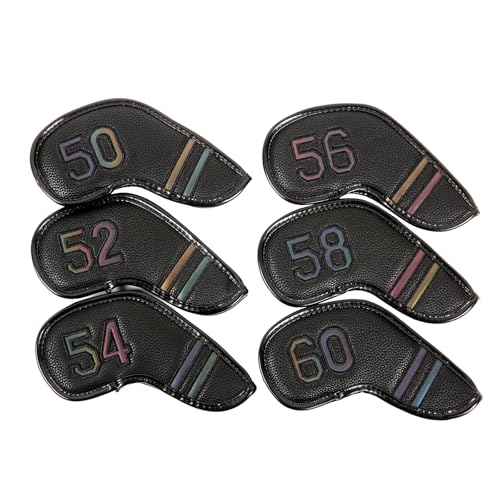 Jiqoe 6Pcs wasserdichte Golfplätze Putter Abdeckung Eisen Kopf Abdeckung PU Leder Golfplätze Club Abdeckung Eisen Headcover Golfplätze Club Kopf Abdeckung von Jiqoe