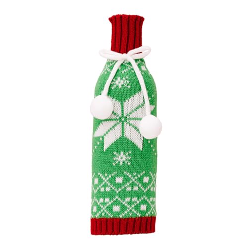 Jiqoe Weihnachtsdekoration, Weinflaschen-Abdeckung, gestrickt, für Weinflaschen, Tasche, Weihnachtsfeier-Ornamente von Jiqoe