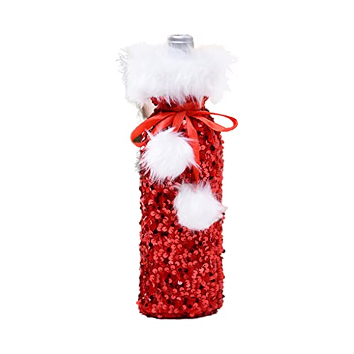 Weinflaschenhülle mit Weihnachtsmotiv, wendbar, Plüsch, mit Kordelzug zum Verpacken Weinflaschenhülle mit Weihnachtsmotiv, wendbar, Plüsch, mit Kordelzug zum Verpacken von Jiqoe