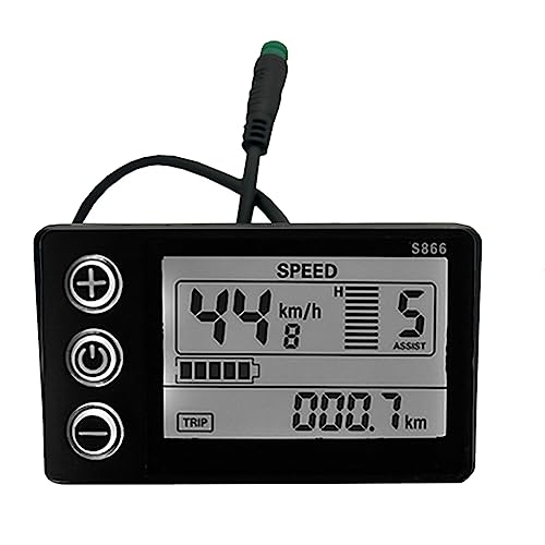 Jisapmzu LCD-S866 Elektrofahrrad-LCD-Display-Messgerät 24 V, 36 V, 48 V E-Bike-Display-Messgerät mit Wasserdichtem Stecker, E-Bike-Modifikation von Jisapmzu