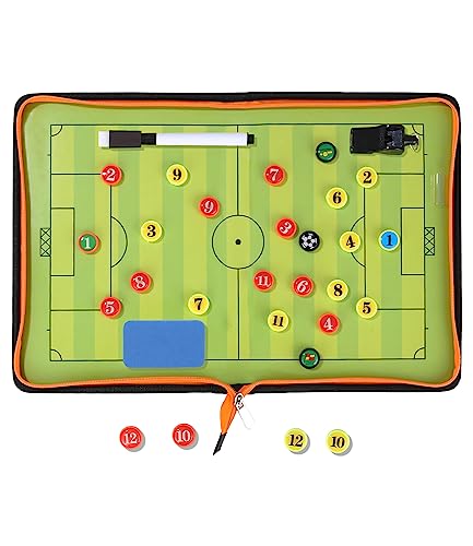 Jissta Fußball Taktiktafel-Coaches Taktiktafel Fussball Basketball,Mappe Fussball Coach-Board,Boardmarker,Schiedsrichter Pfeifen,Tatktikboards Handball Coach-Board,Ideal für Spielanpassungen von Jissta