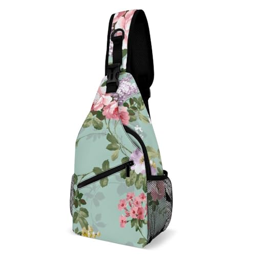 JiuPopular Crossbody-Tasche, Vintage-Blumen-Brusttasche, Schultertasche für Reisen, Einkaufen, Sport, Stil:, 38x20cm von JiuPopular