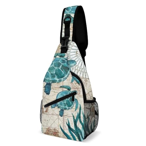 JiuPopular Crossbody-Tasche, coole Schildkröten-Brusttasche, Schultertasche für Reisen, Einkaufen, Sport, Stil:, 38x20cm von JiuPopular