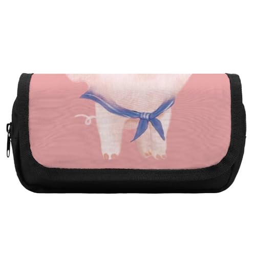 JiuPopular Doppelschichtiges Federmäppchen, rosa PigStationery Tasche verwendet als Federmäppchen für Büro und Schule, Geschäftsreise oder kleine Werkzeugbox, Mädchen Make-up-Tasche, Stil:, von JiuPopular