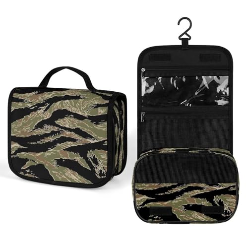 JiuPopular Kulturbeutel zum Aufhängen, Tigerstreifen, Camouflage, Make-up-Tasche für Reisen, Business, Urlaub, Tiger Stripe Camo, 22.5x18.5cm von JiuPopular