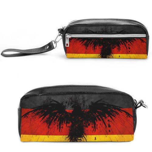 JiuPopular Leder-Federmäppchen, Deutschland-Flagge, EagleStationery Tasche verwendet als Federmäppchen für Büro und Schule, Geschäftsreise oder kleine Werkzeugbox, Make-up-Tasche, Stil:, 20*10*5.5cm, von JiuPopular