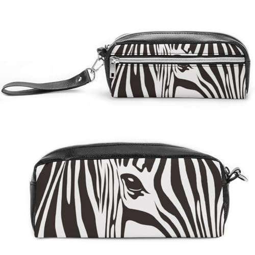 JiuPopular Leder-Federmäppchen, Zebrastreifen, Schreibwaren-Tasche als Federmäppchen für Büro und Schule, Business-Reisetasche oder kleine Werkzeugbox, Make-up-Tasche, Stil:, 20*10*5.5cm, von JiuPopular