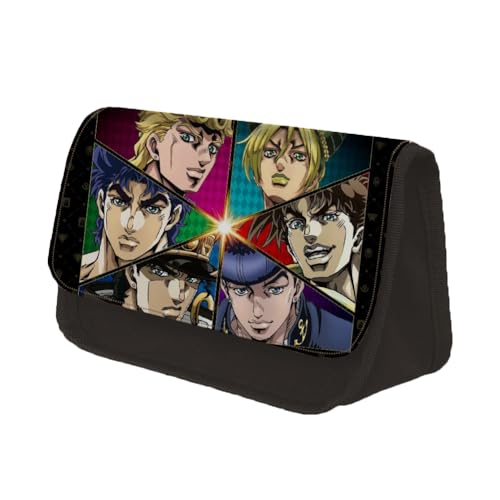 Jiumaocleu JJBA Federmäppchen, Anime-Federmäppchen, Jotaro Kujo, 3D-gedrucktes Federmäppchen, doppellagig, kreative Klappe, Reißverschluss, Federmäppchen, Schulbedarf, tragbares Büromaterial für von Jiumaocleu