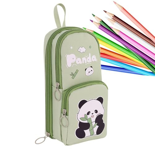 Jlkegfdf Capybara Federmäppchen mit Panda-Motiv, niedliches Federmäppchen für Mädchen, 6-lagig, ästhetischer Stifthalter, Federmäppchen, Bleistift-Organizer für Schreibwaren, grün, Refer to von Jlkegfdf