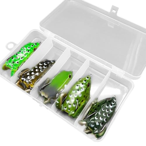 Forellen- Und Barsch-Angelköder - Topwater-Froschbarsch-Köder, Künstliche Weiche Swimbait-Topwater-Köder, Realistische Froschform, Simulation Von Gummiködern, Wiederverwendbar, 5-teiliges Set Für for von Jlobnyiun