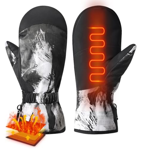 Jlobnyiun Winterhandschuhe,Skihandschuhe,Snowboard-Ski-Winterhandschuhe - Schneemobil-Fäustlinge mit Graffiti-Muster, Winddichte warme Winterhandschuhe, Skihandschuhe für kaltes Wetter, rutschfest von Jlobnyiun