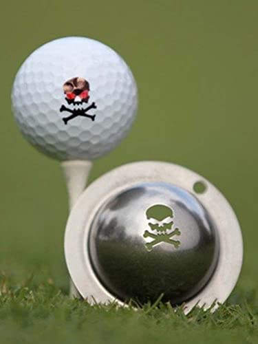 Golfball Markierer Schablone Stempel lustiges Golfball-Marker Stempelausrichtung Werkzeug Personalsierte Golfbälle Markieren (Skull) von Joayuezo