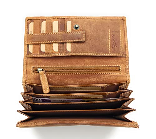 Jockey Club Echt Leder Damen Geldbörse mit RFID Schutz lang naturbelassenes Hunterleder Toro Rustique Cognac Jockey Club Echt Leder Damen Geldbörse mit RFID Schutz lang naturbelassenes Hunterleder Toro Rustique Cognac von Jockey Club