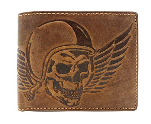 Jockey Club echt Leder Geldbörse quer Hunterleder Portemonnaie mit RFID Schutz Totenkopf Schädel Wing of Hell Jockey Club echt Leder Geldbörse quer Hunterleder Portemonnaie mit RFID Schutz Totenkopf Schädel Wing of Hell von Jockey Club
