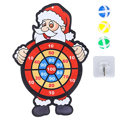 Kinder Klett Dartscheibe Weihnachts,Kinder Dartscheibe Spiel für Draußen Weihnachten Party Thema Spiele Weihnachtsmann Wurf Spiel Scheibe Set mit 3 Bälle Geschenk für Jungen Mädchen Drinnen Draußen von Jodsen