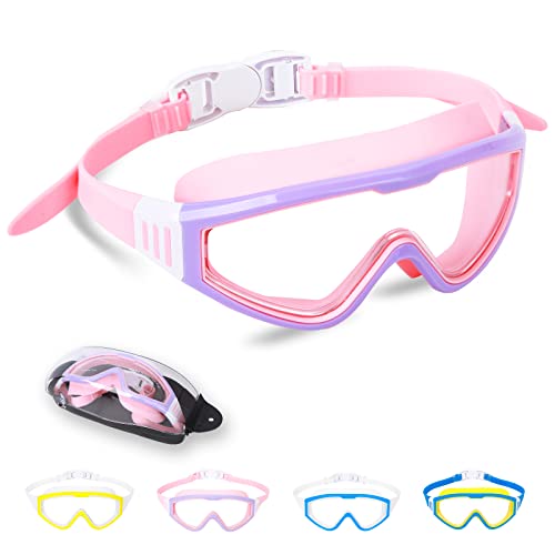 inder Schwimmbrille Taucherbrille für Jungen und Mädchen Große Rahmen Schwimmbrille Kinder Anti UV-Schutz Swimming Brille Verstellbares Kid Wasserdicht Taucherbrille… (Lila) von Jodsen