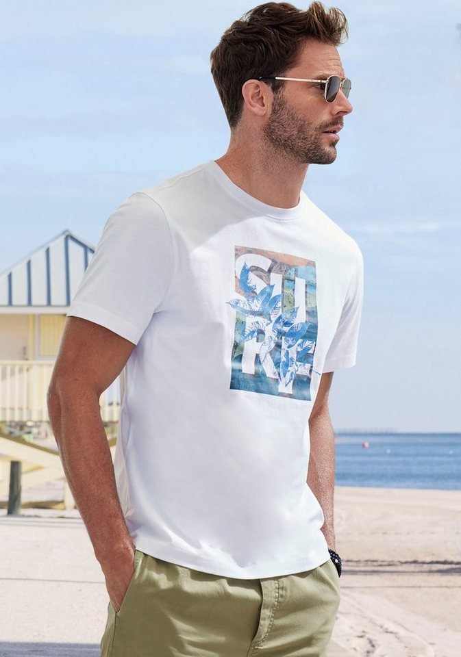 John Devin T-Shirt Rundhalsshirt mit Surf -Aufdruck aus reiner Baumwolle von John Devin