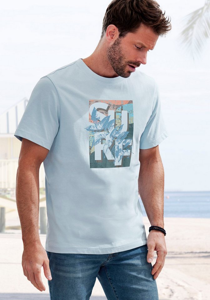 John Devin T-Shirt Rundhalsshirt mit Surf -Aufdruck aus reiner Baumwolle von John Devin