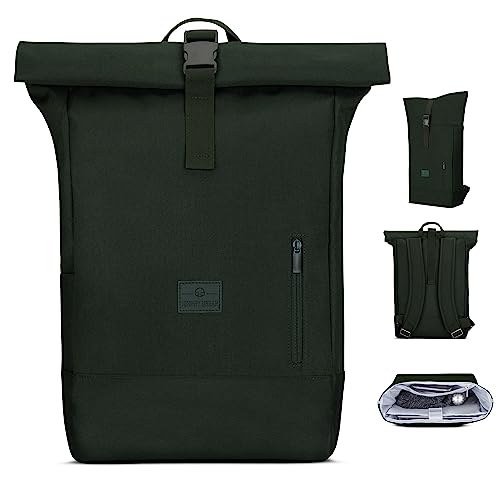 Johnny Urban Rolltop Rucksack Damen & Herren Oliv - Robin Large - Tagesrucksack mit 16 Zoll Laptopfach - Recyceltes PET - 18-22L - Wasserabweisend von Johnny Urban