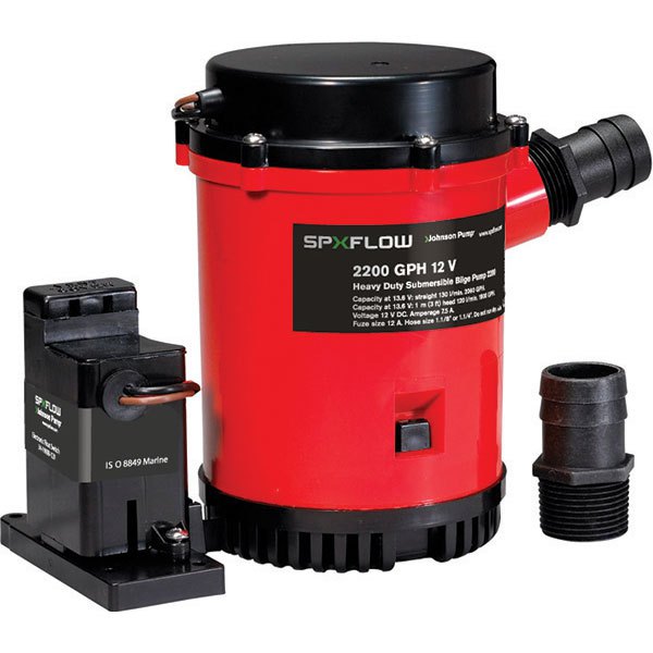 Johnson Pump Heavy Duty Automatic Bilge Pump With Electro Magnetic Switch 7.5a Rot 2200 GPH von Johnson Pump