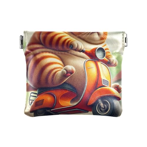 Chubby Cat Geldbörse für Damen, klein, Herren, Münzbörse, schmale Geldbörse, Orange, Chubby Cat Orange, 4.33x3.74In, Chubby Cat Orange von Joitme