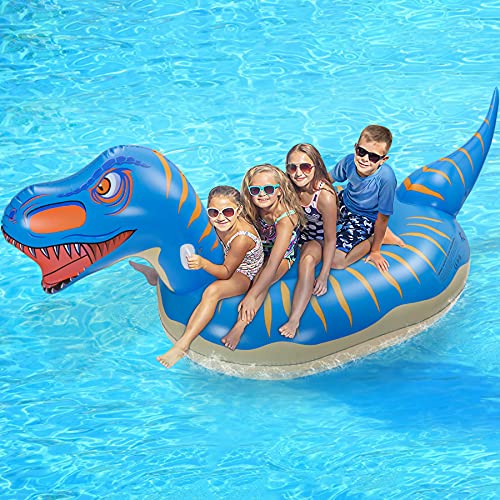 Jojoin Super Größe Dinosaurier Luftmatratze, 280×130×110cm Aufblasbares Dinosaurier Pool Floß, Aufblasbar Schwimmen Sommer Spielzeug im Freien mit Reparaturpflaster für Erwachsene und Kinder von Jojoin