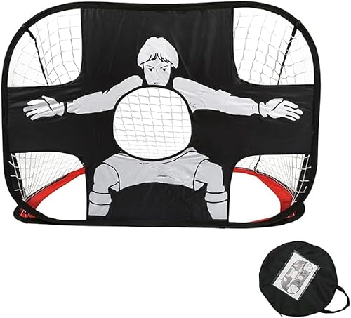 Fußballtor Kinder 2 in 1, Pop-Up Fussballtor Trainer mit Torwand Fußballtore Training für Kinder und Jugendliche, Fussball Tor 120 x 80 x 80 cm für Garten Outdoor (Schwarz) von Jokapy