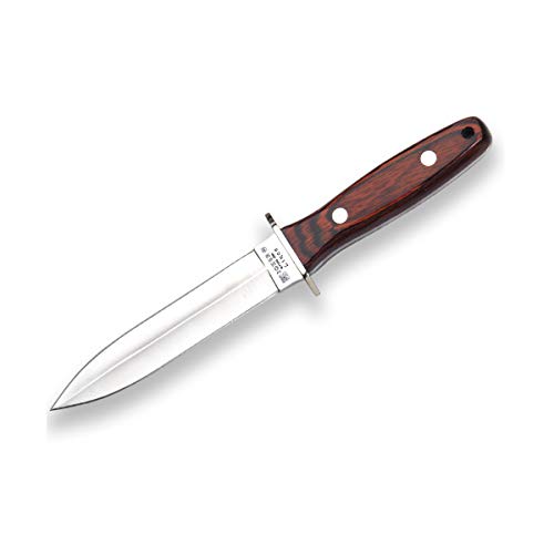 Joker Gürtelmesser Lince CR43 Bergmesser, Edelstahlzwinge, mit Lederscheide, roter Holzgriff, 15 cm MOVA-Klinge, Angel-, Jagd-, Camping- und Wanderwerkzeug. Joker Gürtelmesser Lince CR43 Bergmesser, Edelstahlzwinge, mit Lederscheide, roter Holzgriff, 15 cm MOVA-Klinge, Angel-, Jagd-, Camping- und Wanderwerkzeug. von Joker