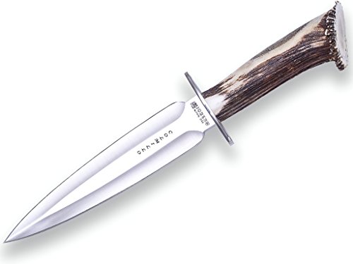 Joker-Jagdmesser CN108 Colmillo, Hirschhorngriff, Gürtelmesser mit 22 cm MOVA-Stahlklinge, Überlebensmesser mit braune Lederscheide, Werkzeug zum Angeln, Jagen, Camping und Wandern Joker-Jagdmesser CN108 Colmillo, Hirschhorngriff, Gürtelmesser mit 22 cm MOVA-Stahlklinge, Überlebensmesser mit braune Lederscheide, Werkzeug zum Angeln, Jagen, Camping und Wandern von Joker