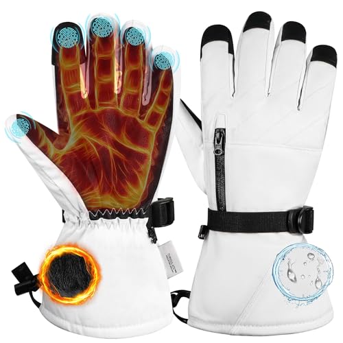 Jokisa Skihandschuhe Herren, Winterhandschuhe Verfügen über EIN Doppellagiges Wasserdichtes Design, Halten Effektiv Warm und Winddicht, Geeignet zum Skifahren, Schneemobilfahren und Wandern (Weiß, M) Jokisa Skihandschuhe Herren, Winterhandschuhe Verfügen über EIN Doppellagiges Wasserdichtes Design, Halten Effektiv Warm und Winddicht, Geeignet zum Skifahren, Schneemobilfahren und Wandern (Weiß, M) von Jokisa