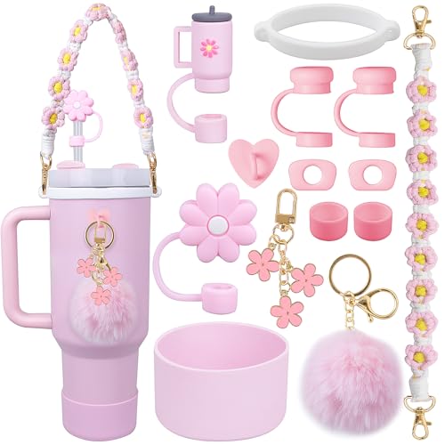 Jokureao Stanley Cup Zubehör Set, Stanley Becher Zubehör, Stanley Cup Accessories, enthält Siliocne Becher Stiefel, Wasserflasche Griff Riemen, für 1,2l und 850 ml Stanley Cup von Jokureao