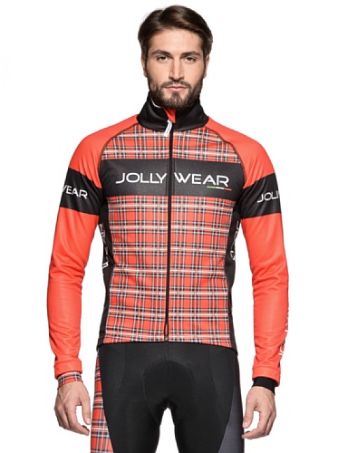 Jolly Wear Herren Fahrrad Winterjacke Funktions mit Winddichter Membran Tweed, Rot, XXXL, GIUB_TWEED_RED von Jolly Wear