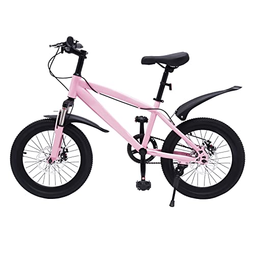 18 Zoll Kinderfahrrad, Mountainbike, MTB Fahrrad, Jungen Mädchen Fahrrad, Fahrrad, mit Schutzblechen und Sicherheitslicht Fahrradpumpe (rosa) von Jolre