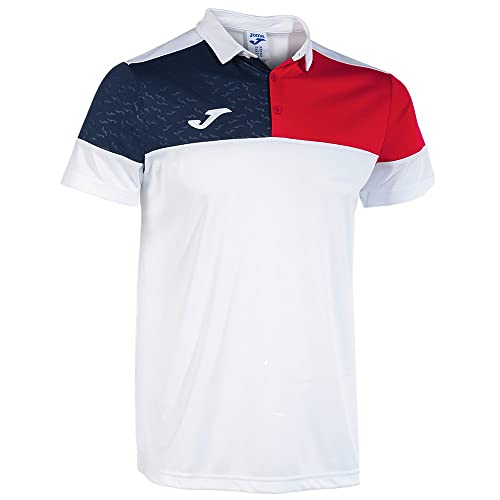 Joma Kurzarm-Poloshirt Mann Crew V Weiss rot Marineblau von Joma