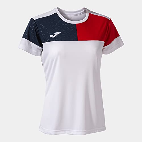 Joma Kurzarmshirt Frau Crew V Weiss rot Marineblau von Joma