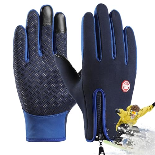 Jomewory wasserdichte Winterhandschuhe,Herren-Schneehandschuhe - Winddichte Eislaufhandschuhe - Winterwärmezubehör, Thermohandschuhe mit Reißverschluss zum Radfahren und Wandern von Jomewory