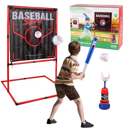 Baseball Strike Zone Ziel, Baseball Schlagziel mit Automatischer Pitch Maschine, Mehrzweck Sportspielzeug mit 3 Softbällen und 1 Schläger für Den Innen- Und Außenbereich für Junge Kleinkinder Kinder von Jongyumo