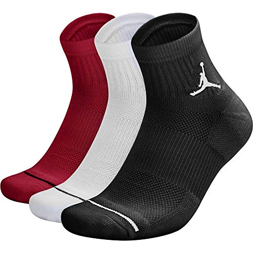 Nike Unisex Jordan Everyday Max Ankle Sokker 3 par pakker Socken, Black/White/Gym Red, L EU von Jordan