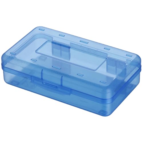 Große Bleistiftbox 20,3x12,7x5,1 cm halbtransparente Bleistiftbox aus Kunststoff selbstverriegelnde blaue Bleistiftbox tragbares Ersatz-Federmäppchen für Schule Kunstunterricht Büro und Zuhause von Jorzer