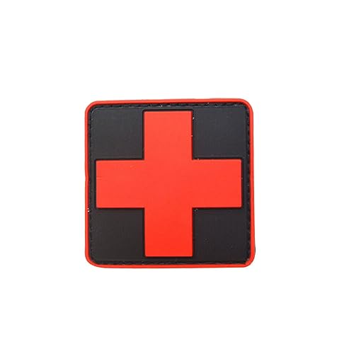 Jorzer Erste -Hilfe -Abzeichen Roter Kreuz Armband Erste Hilfe Taktischer PVC 3D Cross Patch Gummi Roter Kreuz Armband Badge Emblem Applique Rücken weiß rot 1pc von Jorzer