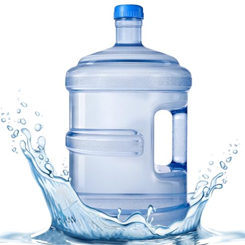 Jorzer Wasserbehälter Plastikwasserflasche mit Schraubenverschlüssen und eingebauter Griff wiederverwendbares dicker Wasserspender Flasche 5L Wasserkrug für Wasserspender Camping Wanderung groß von Jorzer