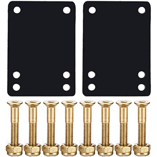 Skateboard Riser Pads Skateboard Riser Pad Schrauben Set Montage Ersatz Hardware Skateboard -Abstandshalterschrauben für Longboards Roller Cruisers Gold Set Set für Longboards von Jorzer